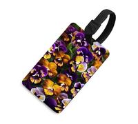 Pansy Perfection Luggage Tag for Suitcases TSA Approved with Name Id Card Suitcase Tags Identifiers Black Strap Clear Window Personalized Baggage Tag for Cruise Airport Travel Essentials