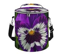 Pansy Perfection Lunch Bag, 15L Portable Leakproof Picnic Basket with Shoulder Strap, Insulated Picnic Cooler Bag for Camping, Beach, Hiking & Groceries