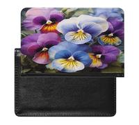 Pansy Perfection Passport Holder Cover Leather Passport Wallet RFID Blocking Travel Wallet Documents Organizer Passport Protector Passport Cover for Men&Women