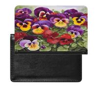 Pansy Perfection Passport Holder for Travel Document Holders PU Leather Credit Card Holder Minimalist Front Pocket Wallet Fashion Passport Wallet Cover Case Slim Bifold