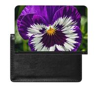 Pansy Perfection Passport Holder with 3 Card Slots, Portable PU Leather Travel Wallet, Slim Protective Cover for Passport, ID, Credit Cards