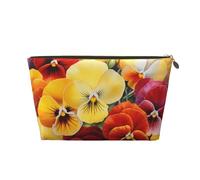 Pansy Perfection Portable Leather Travel Cosmetic Bag, Toiletry Bag, Waterproof Storage Bag
