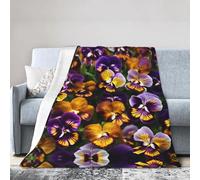 Pansy Perfection Print Flannel Fleece Luxury Throw Blanket - Lightweight For Couch Bed Chair - Thick, Warm And Breathable - All Season Cozy Fuzzy, Anti-Static Microplush Bedding (50 In X 60 In)