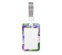 Pansy Perfection Print Id Card Holder,Badge Holder with Lanyard,Work Pass Protector for Office Staff School Nurse