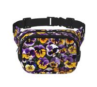 Pansy Perfection Print Print Square Waist Purse Double Layer Fanny BagTrendy Travel Waist Bag for Men and Women, Black, One Size
