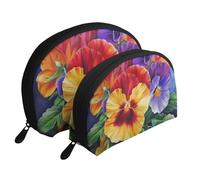 Pansy Perfection Print Small Purses 2Pcs Portable Coin Purse Makeup Bag Soft Vacation Pouch Change Holder Wallet with Zipper Portable for Shopping Travel Party Cosmetic Bag
