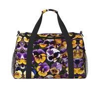 Pansy Perfection Print Travel Bag, Weekender Bags For Women Men For Outdoor Adventures, Ideal For Camping And Hiking, Black, One Size