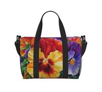 Pansy Perfection Print Travel Duffel Bag, Lightweight Water-Resistant Weekender Spacious Gym & Travel Bag for Men, Women & Teens