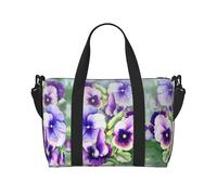 Pansy Perfection Print Waterproof Travel Tote Bag,Carry On Weekender Duffle for Gym Overnight