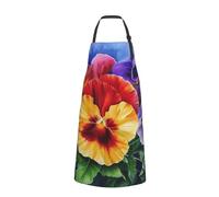 Pansy Perfection Printed Chef Apron for Men Women Adjustable Bib Apron Funny Cooking Aprons with Pockets
