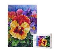 Pansy Perfection Printed Jigsaw Puzzle with Storage Box, Wooden Puzzle for Adults and Kids, 300 Pieces Family Fun Decorative Game