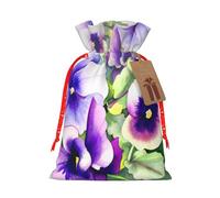 Pansy Perfection Printing Drawstring Christmas Bag With Kraft Tag 4.7x6.9 Inch For Halloween Wrapping Gifts
