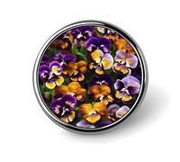 Pansy Perfection Round Badge Cute Enamel Lapel Pin Brooches Button Pin Personalized Clothing Decoration Unisex Badge Holder Hats Bags Shirts Decor