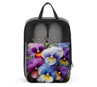 Pansy Perfection Shoe Bags with Zipper, Portable Shoe Organizer with Handle, Personalized Shoes Tote Bag for Travel, Waterproof Shoes Carrier, Storage Pouch