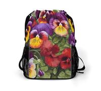 Pansy Perfection Sports Drawstring Backpack,Packsack with Shoe Compartment And Wet Proof Pocket for Youth