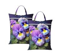 Pansy Perfection Travel Laundry Bag with All-Over Print,Water-Resistant Twill Fabric,Smooth Zipper, Top Carry Handle,Hanging Loop,Large 58x46cm