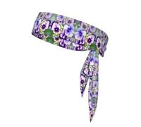Pansy Perfection Unisex Sports Head Tie - Double-Sided, Moisture-Wicking Workout Headband, Adjustable Knotted Band for Running, Yoga & Gym