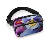 Pansy Perfection Waist Bag Large Capacity Fanny Pack Adjustable Belt Crossbody Bags Portable Waist Packs For Outdoors Traveling Casual Running
