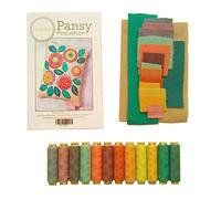 Pansy Pincushion Wool Applique Project Kit by Sue Spargo - Pattern, Fabrics, and Coordinating Ellana Thread Pack KIT_PANSY