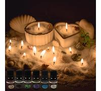 Pansyling 35oz Pearled Candle Wax Sand Crafting Set for Beginner,All-in-One Scented Candle Making Kits with 6 Essential Oils,2 Plaster Containers,50 Wicks & Seashells,DIY Powder Candles(White)