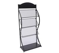 PansyWind Floor Standing Magazine Rack 4 Tier A4 Brochure Display Stand Magazine Rack Stand Book Floor Display for Trade Show Exhibitions Office (Black)