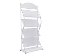 PansyWind Floor Standing Magazine Rack 4 Tier A4 Brochure Display Stand Magazine Rack Stand Book Floor Display for Trade Show Exhibitions Office (White)