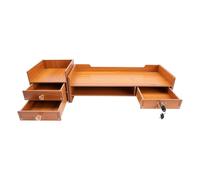 PansyWind Monitor Stand Wood Dest Monitor Stand with Three Drawers and Phone Holder Office Supplies Desk Organizer