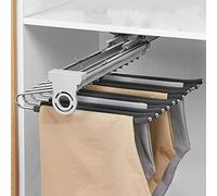 Pant Hangers Hanging Pull Out Trousers Rack 2 Styles,Retractable Pull-Out Pants Rack,Adjustable Double Damping Slide Track Rails,Extendable Closet Valet Rod,Top Mount,Light Gray-34.6x46.5cm