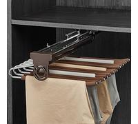 Pant Hangers Hanging Pull Out Trousers Rack 2 Styles,Retractable Pull-Out Pants Rack,Adjustable Double Damping Slide Track Rails,Extendable Closet Valet Rod,Top Mount,Brown-34.6x46.5cm