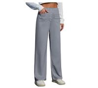 Pantaloni da lavoro Donna, vita alta elastica, dritti a gamba Larga, Casual con Tasche n20 Grey