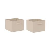 Pantanal 2 PCS Folding Collapsible Storage Cube Boxes with Handle for Kids Toy Clothes, Foldable Canvas Unit Cube Organiser Basket Bin for Nursery Children Bedroom Wardrobe (38*33cm beige, Pack of 2)