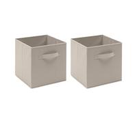 Pantanal 2 PCS Folding Collapsible Storage Cube Boxes with Handle for Kids Toy Clothes, Foldable Canvas Unit Cube Organiser Basket Bin for Nursery Children Bedroom Wardrobe (Beige, Pack of 2)