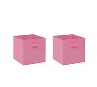 Pantanal 2 PCS Folding Collapsible Storage Cube Boxes with Handle for Kids Toy Clothes, Foldable Canvas Unit Cube Organiser Basket Bin for Nursery Children Bedroom Wardrobe (30*30cm Pink, Pack of 2)