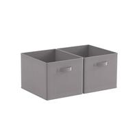 Pantanal 2 PCS Folding Collapsible Storage Cube Boxes with Handle for Kids Toy Clothes, Foldable Canvas Unit Cube Organiser Basket Bin for Nursery Children Bedroom Wardrobe (38*33cm Grey, Pack of 2)