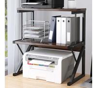 Pantanal 3-Tier Printer Desktop Stand, Home Office Tabletop Storage Organizer Shelf, Multi-Purpose Counter Rack for Scanner, Fax Machine, Books, Files, Wood Free Standing Shelf Unit, Dark Walnut