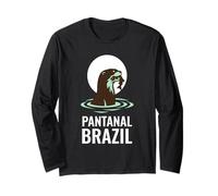 Pantanal Brazil Giant Otter River Sunset Long Sleeve T-Shirt