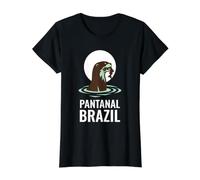 Pantanal Brazil Giant Otter River Sunset Value Graphic T-Shirt, Women, Black, L