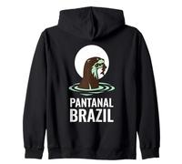 Pantanal Brazil Giant Otter River Sunset Zip Hoodie