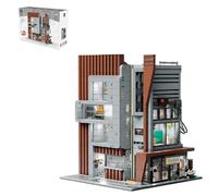 PANTASY Architecture Studio Building Set, Korean MOC Artist Ohsojang Collaboration, Modular 3-Story Modern Office with LED Lighting, Urban Street Scene Brick Model with 5 Minifigures