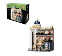 PANTASY Blossom Café Modular Building Set, 3-Story European Glasshouse Landmark with Café, Art Gallery & Floral Atrium, Collectible Architecture Model Kit for Adults, Creative Display Blocks