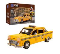 PANTASY Classic 1980s New York Taxi Building Set, Retro New Yorker City Construction Set with Taxi, Traffic Light, Movable Kits - Perfect for Model Collectors, Building Enthusiasts, and Gift Ideas