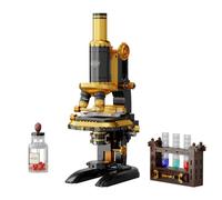 PANTASY Retro Microscope Building Kit for Adults, Antique Science Instrument Model with Mechanical Design, Brass Finish & Lab Accessories, Collectible Display Brick Set