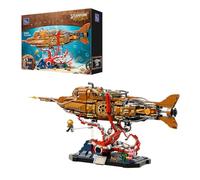 PANTASY Steampunk Nautilus Submarine Building Set, Modular 3-Section Design with Gear-Linked Propeller, Mini Boat & Undersea Adventure Scene, Retro Mechanical Collectible Model Kit for Adults