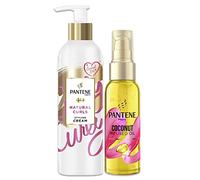 Pantene Curl Cream and Hair Oil, Curly Hair Products with Coconut Oil, Leave In Conditioner Heat Protection For Natural Curl Definition and Frizz Ease, 235ml + 100ml