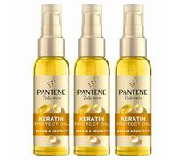 Pantene Pro-V Keratin Protect Oil 100ml x 3 - Nourishing Hair Oil for Smooth, Shiny & Frizz-Free Hair - Rich in Vitamin E - Heat Protection & Daily Damage Repair with Welari Thank You Card | (3 Pack)