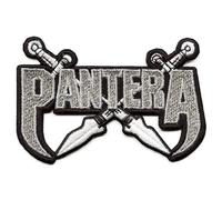 Pantera Fang Blades Patch Silver Heavy Metal Embroidered Iron On