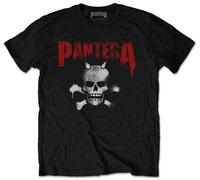 Pantera Horned Skull Stencil Black T-Shirt OFFICIAL