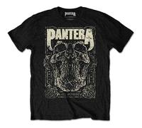 Pantera Black Skull Printed Logo Text Crew Neck Short-Sleeved T-Shirt, Size L