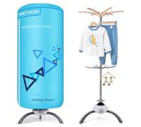 panthem 900W Portable Electric Clothes Dryer, Foldable, 12KG Capacity, Blue | Compact 2-Tier Detachable, Saving Space, Heated Rack with Timer, Fast Warm Air Drying for Home, Apartment, RV and Travel