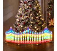 panthem LED Christmas Tree Fence, 5 Pack 1.75 Meter Christmas Decorative Fences White Plastic Picket Fences 8 Modes DIY Connectable Garden Fence for Pets Xmas Tree (Colorful- 1.75 metre)